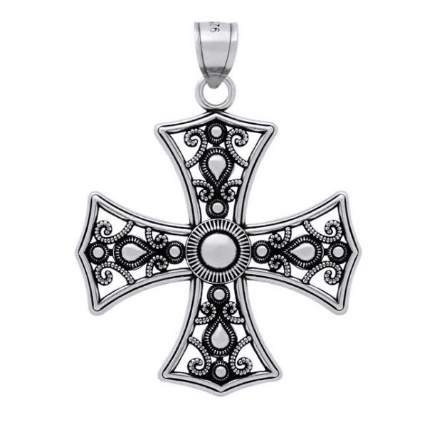 Pandant argint 925 cruce malteza cu aspect vintage [1]